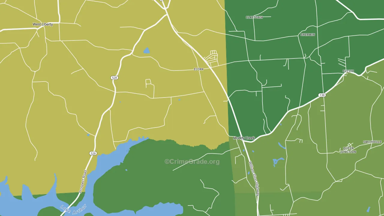 Elora, PA Map of Theft Rates