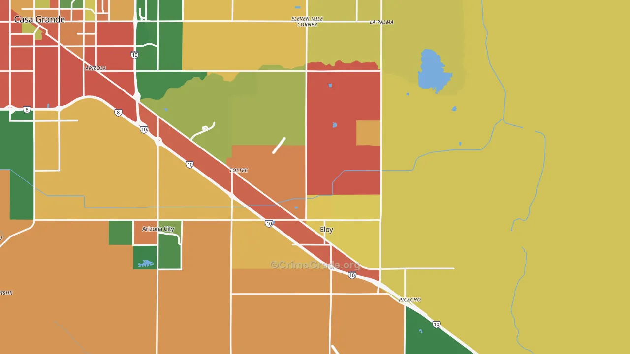 Eloy, AZ Map of Theft Rates