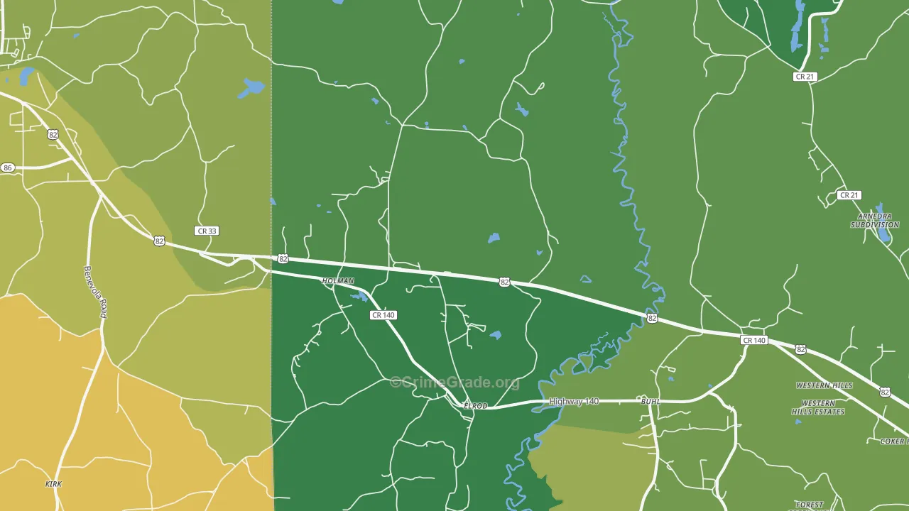 Elrod, AL Map of Theft Rates