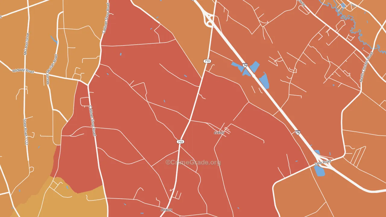 Elrod, NC Map of Theft Rates