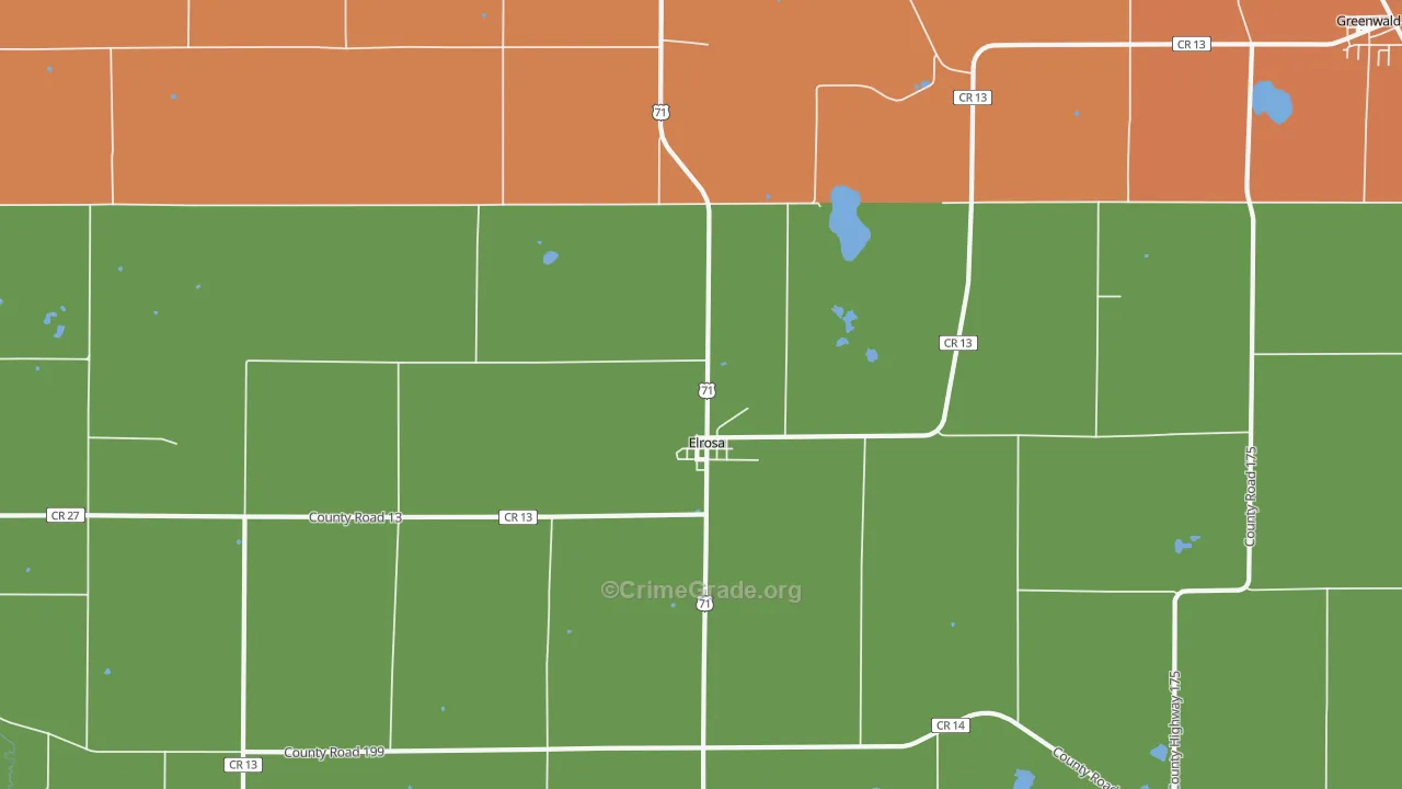 Elrosa, MN Map of Theft Rates