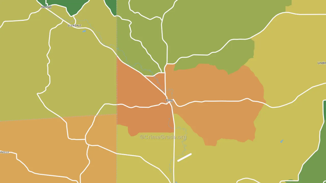 Elroy, WI Map of Theft Rates