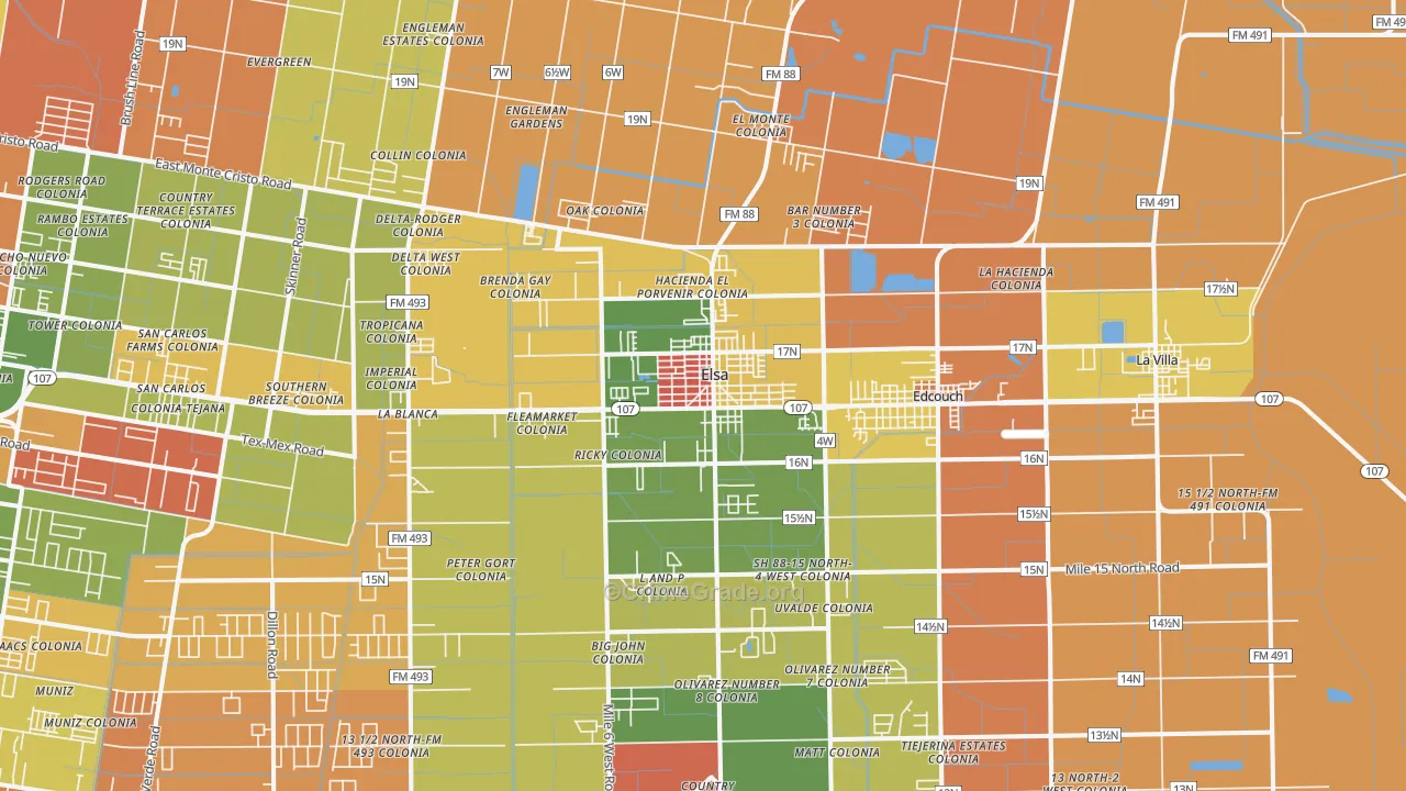Elsa, TX Map of Theft Rates