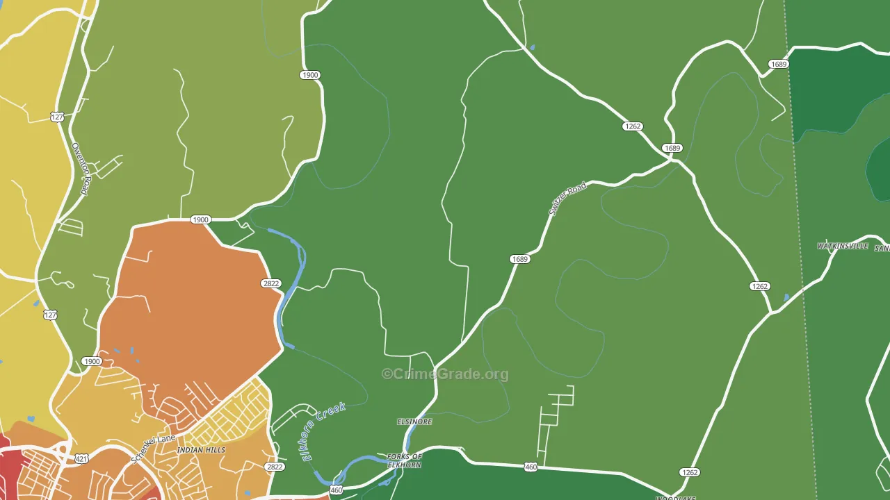 Elsinore, KY Map of Theft Rates