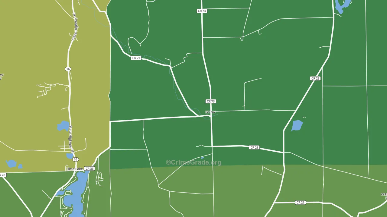 Elton, NY Map of Theft Rates