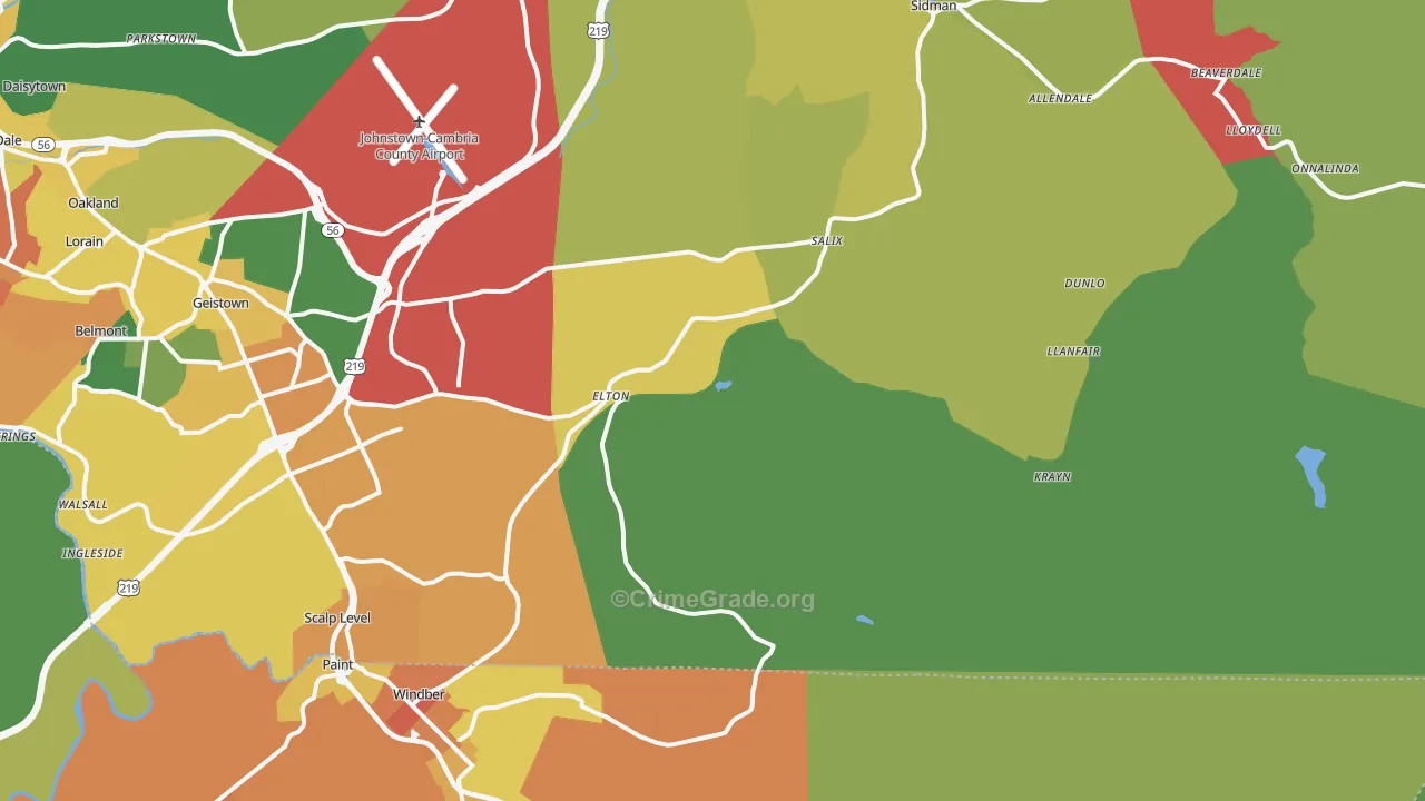 Elton, PA Map of Theft Rates
