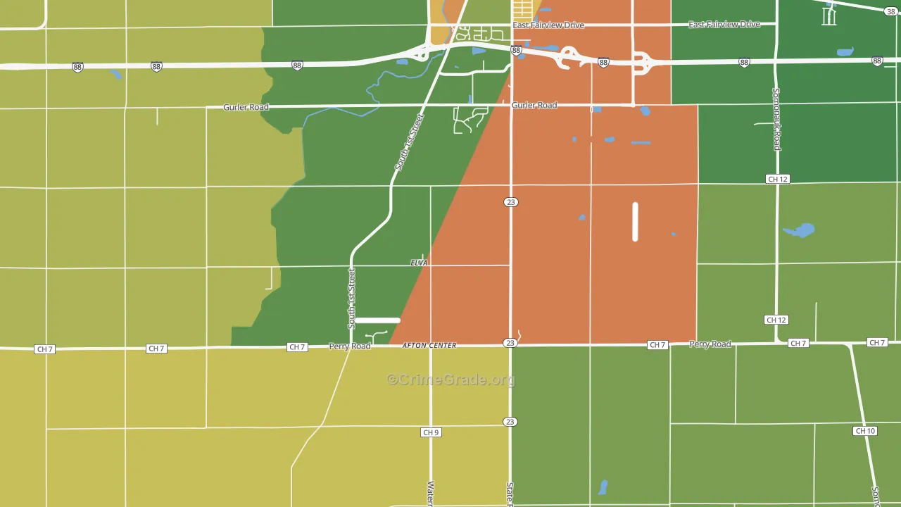Elva, IL Map of Theft Rates