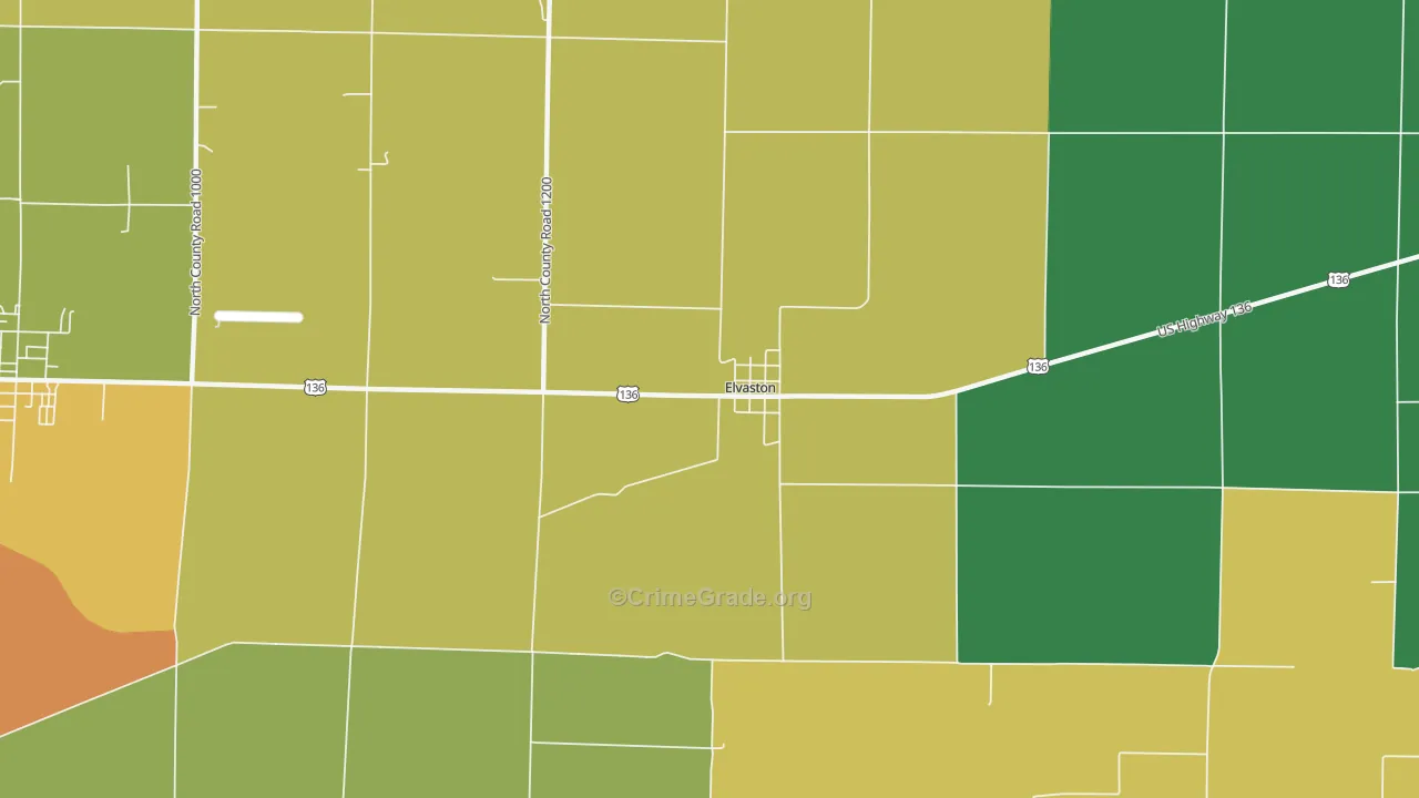 Elvaston, IL Map of Theft Rates