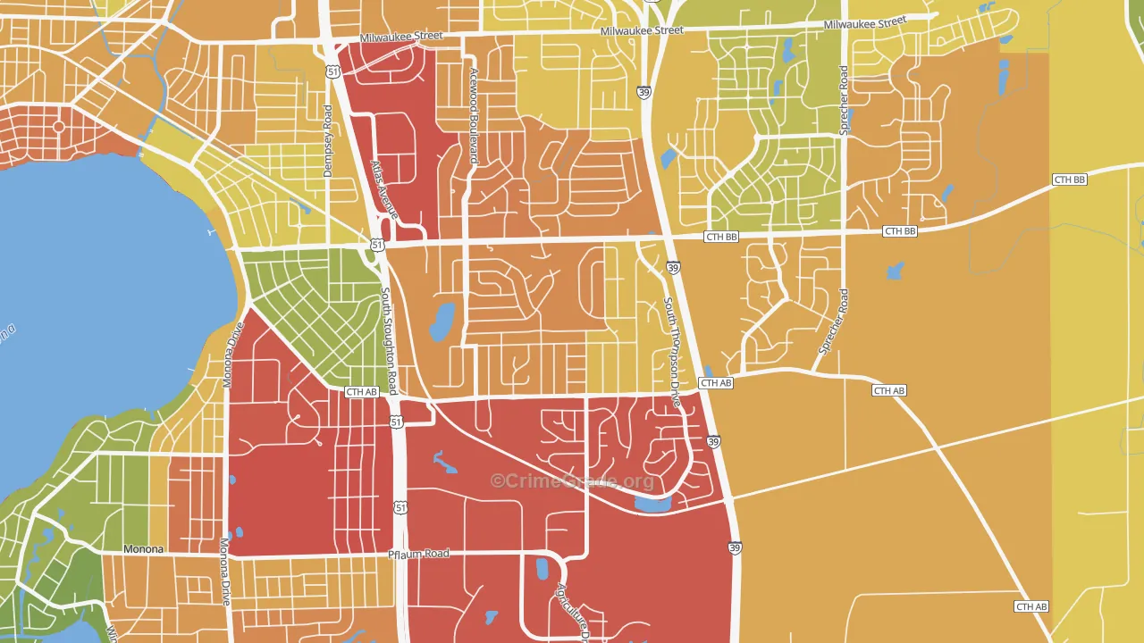 Elvehjem, Madison, WI Map of Theft Rates