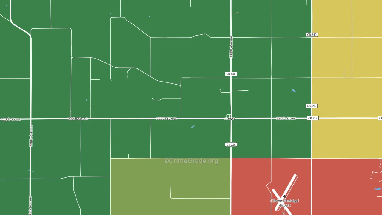 Elvira, IA Map of Theft Rates