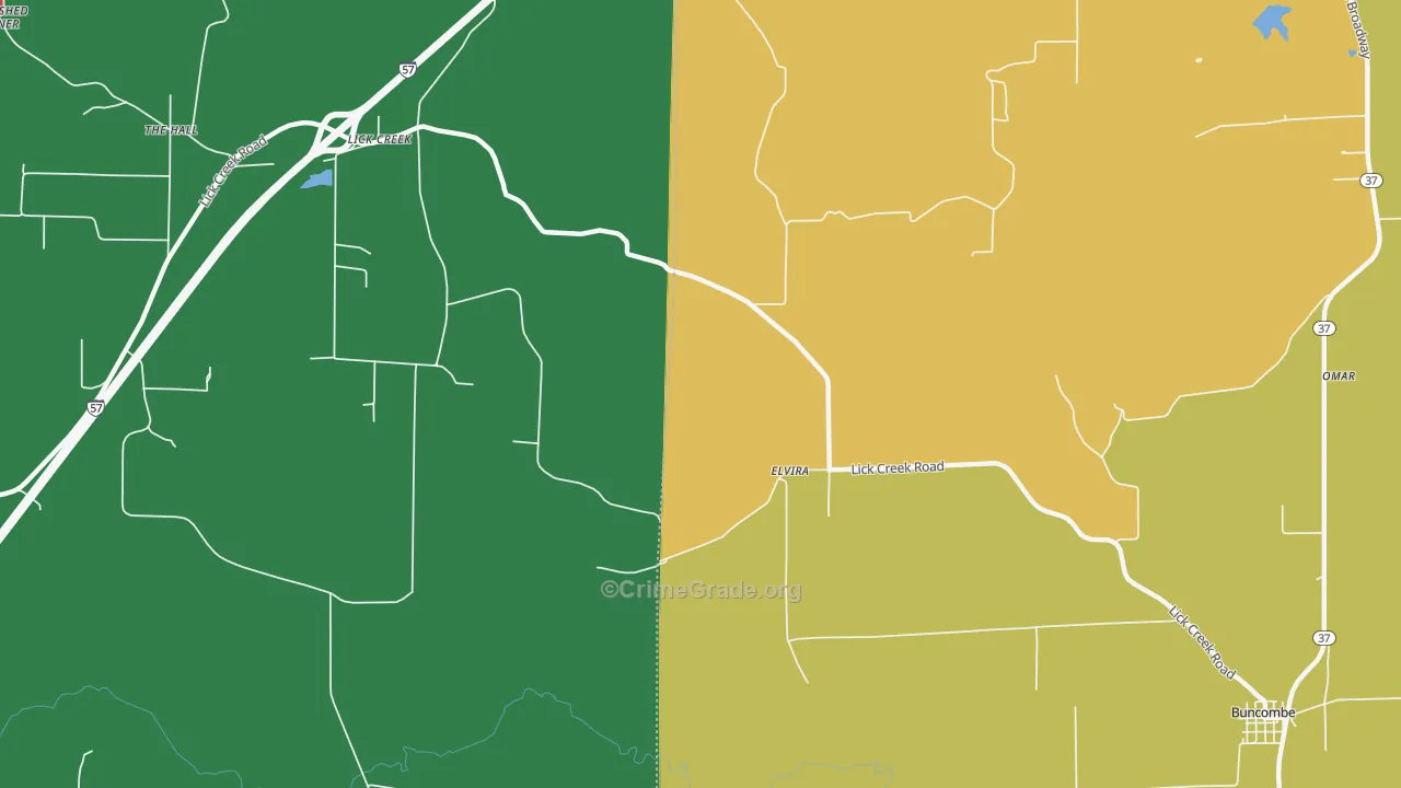 Elvira, IL Map of Theft Rates