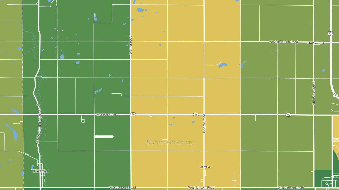 Elwell, MI Map of Theft Rates