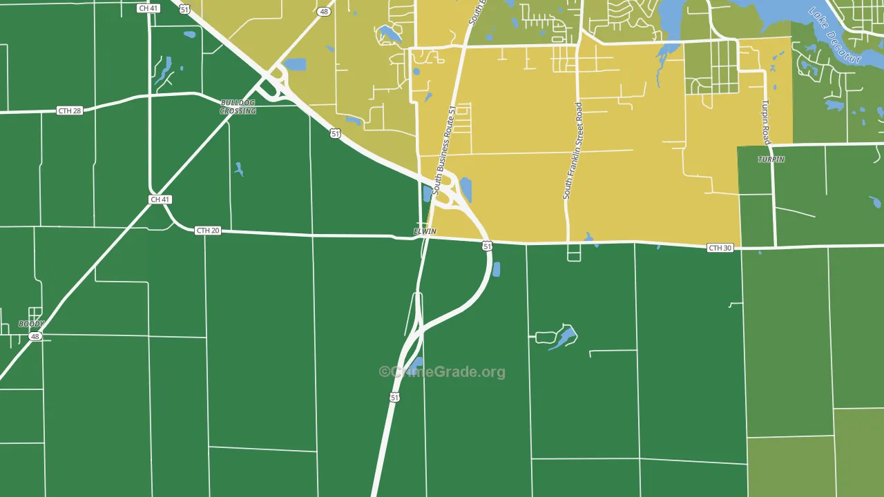 Elwin, IL Map of Theft Rates