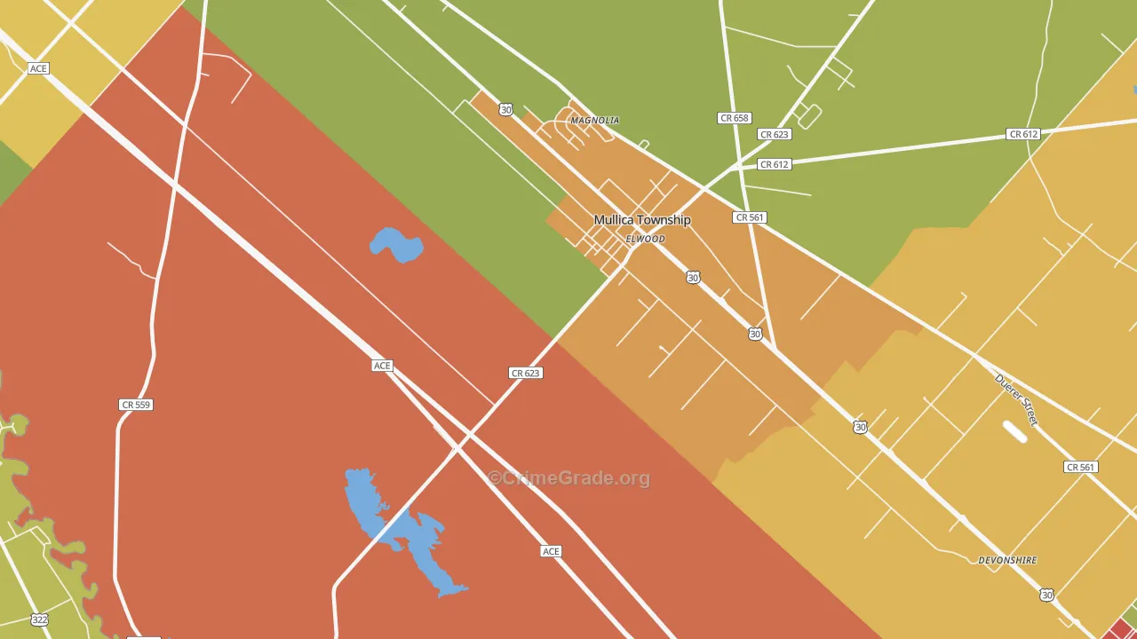 Elwood, NJ Map of Theft Rates