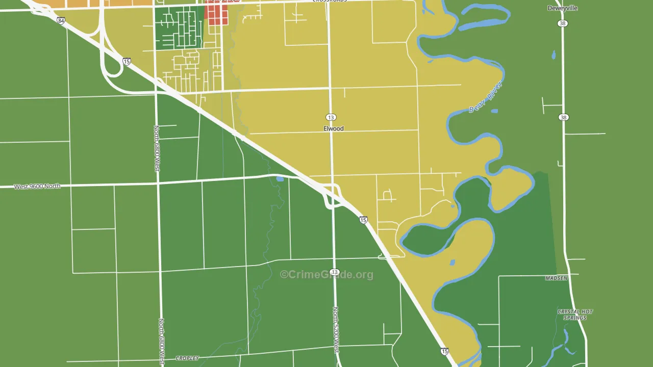Elwood, UT Map of Theft Rates