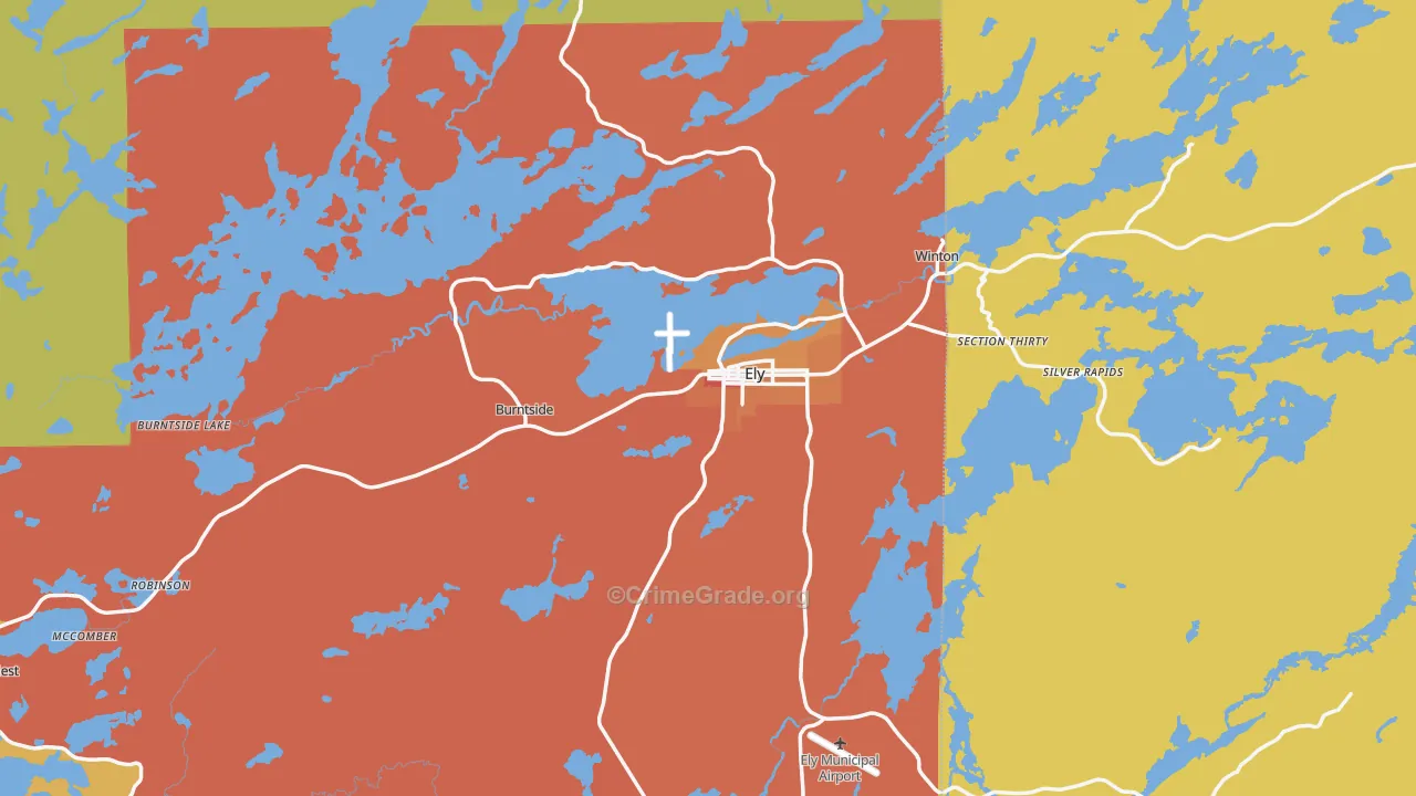 Ely, MN Map of Theft Rates