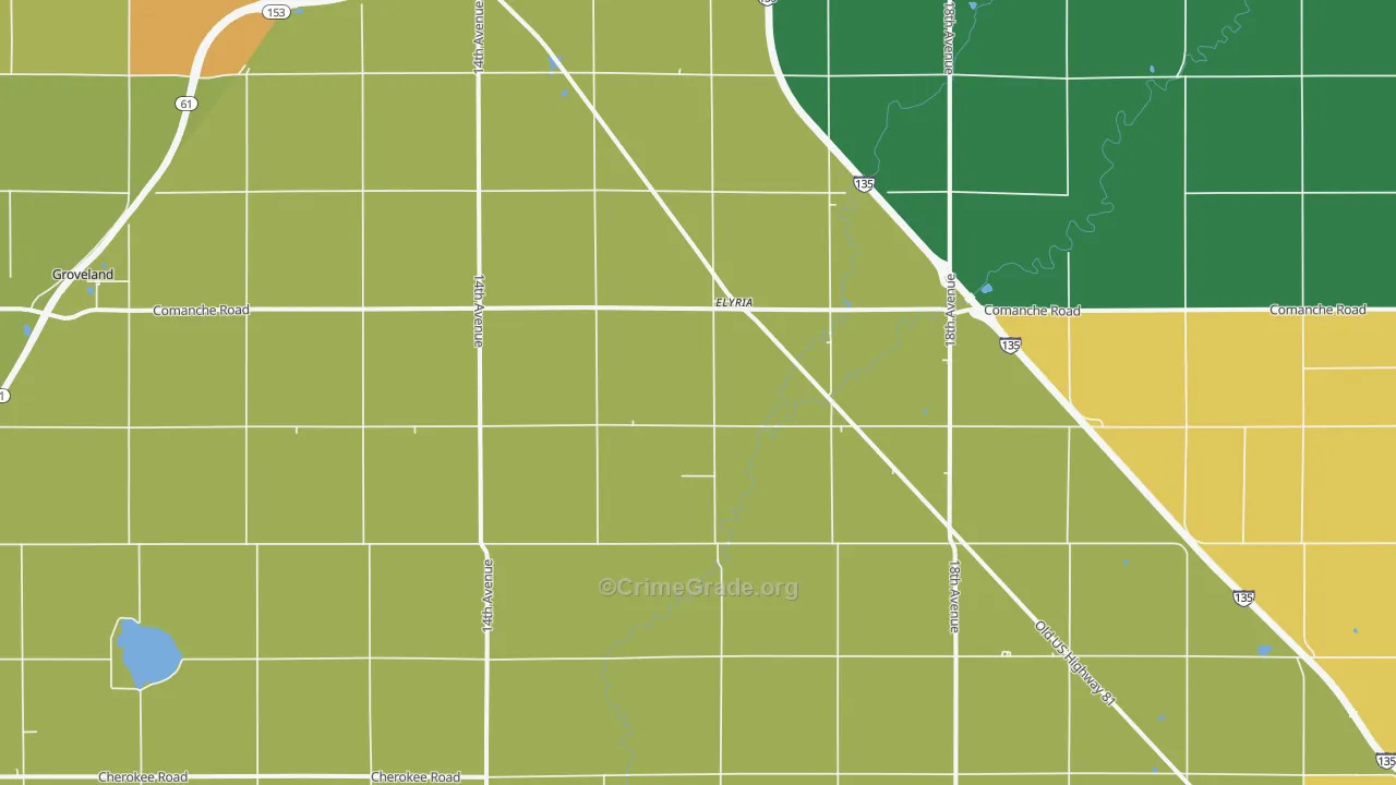 Elyria, KS Map of Theft Rates
