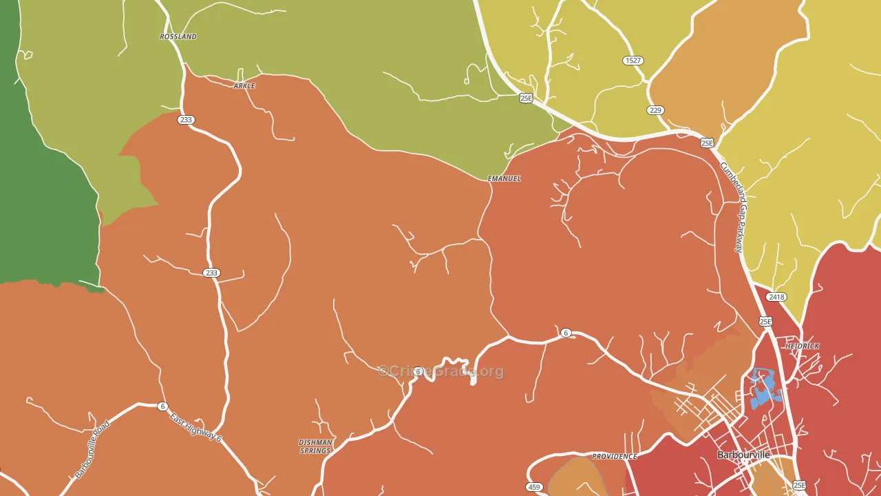 Emanuel, KY Map of Theft Rates