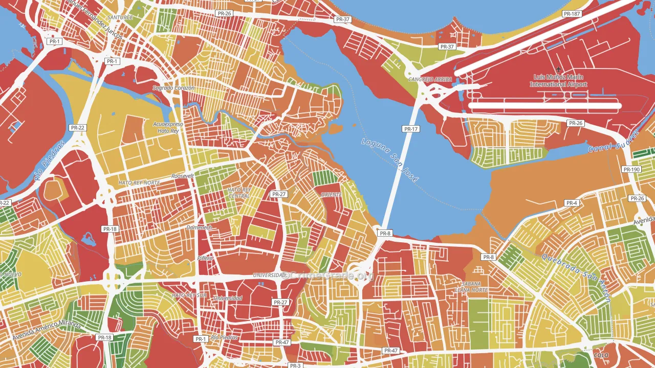 Embalse San Jose, San Juan, PR Map of Theft Rates