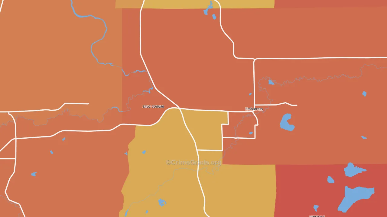 Embarrass, MN Map of Theft Rates