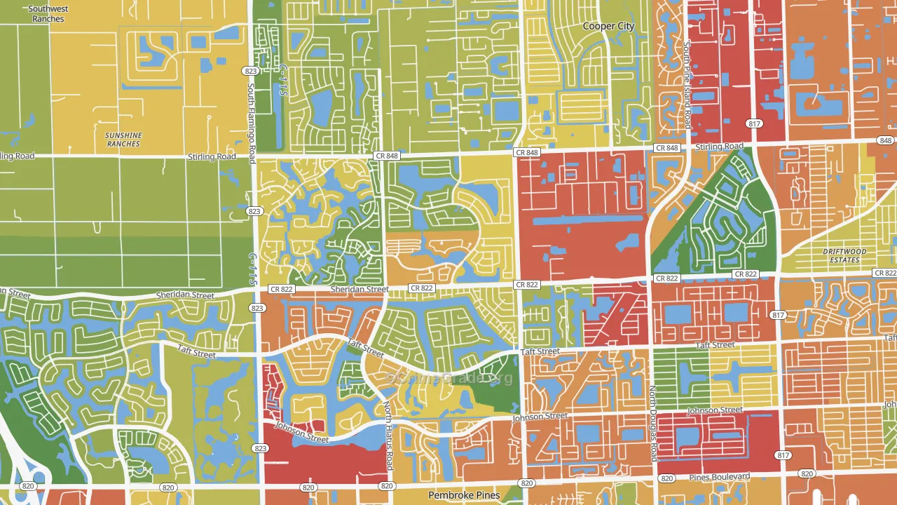 Embassy Lakes, Cooper City, FL Map of Theft Rates