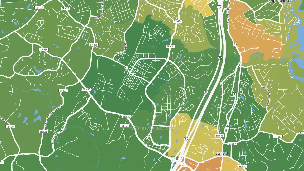 Embrey Mill, Stafford, VA Map of Theft Rates