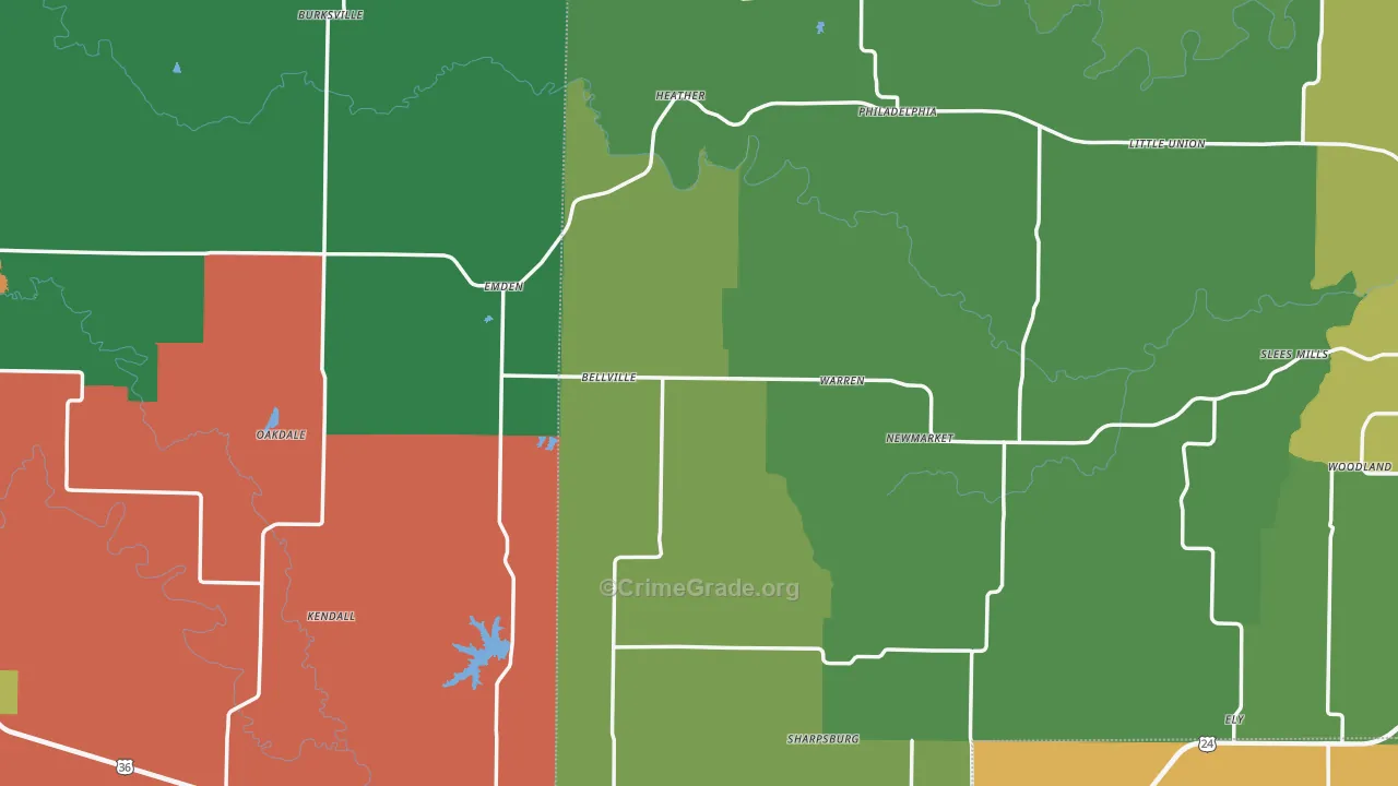 Emden, MO Map of Theft Rates