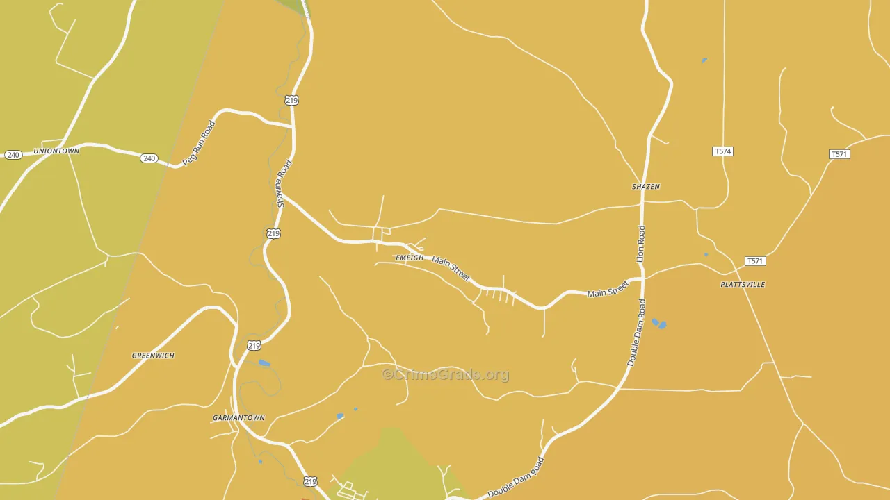 Emeigh, PA Map of Theft Rates