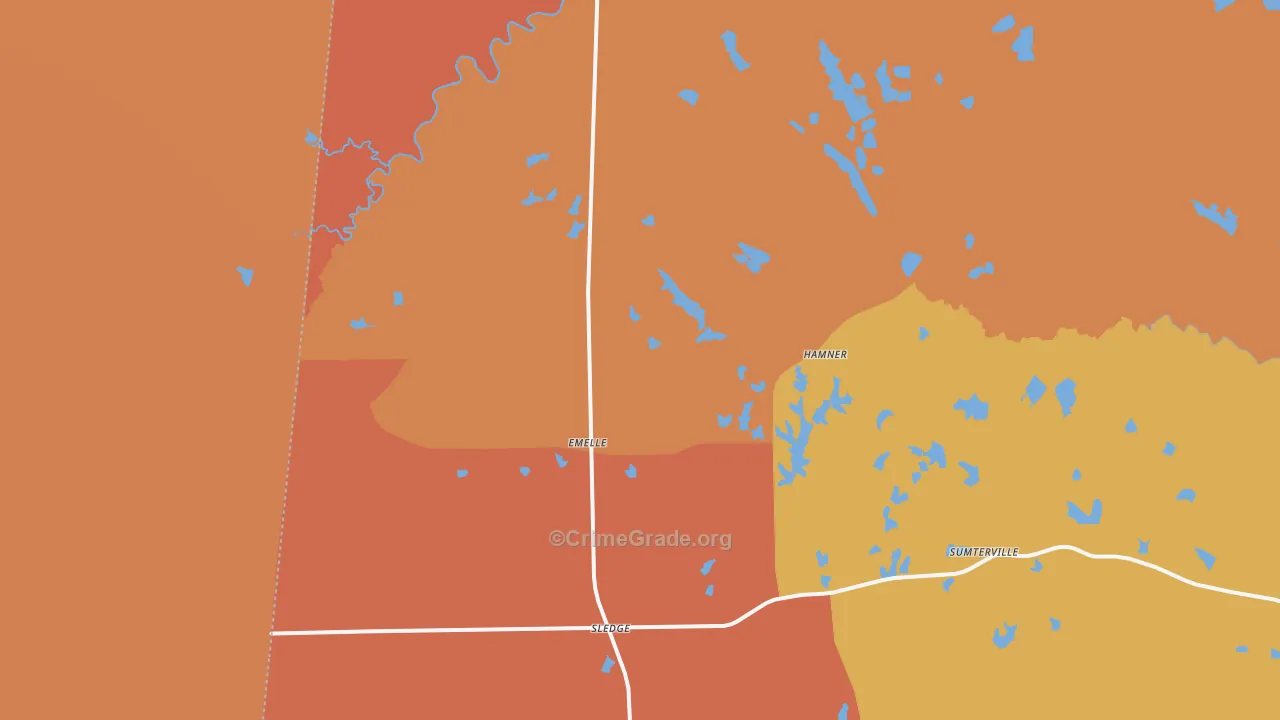 Emelle, AL Map of Theft Rates
