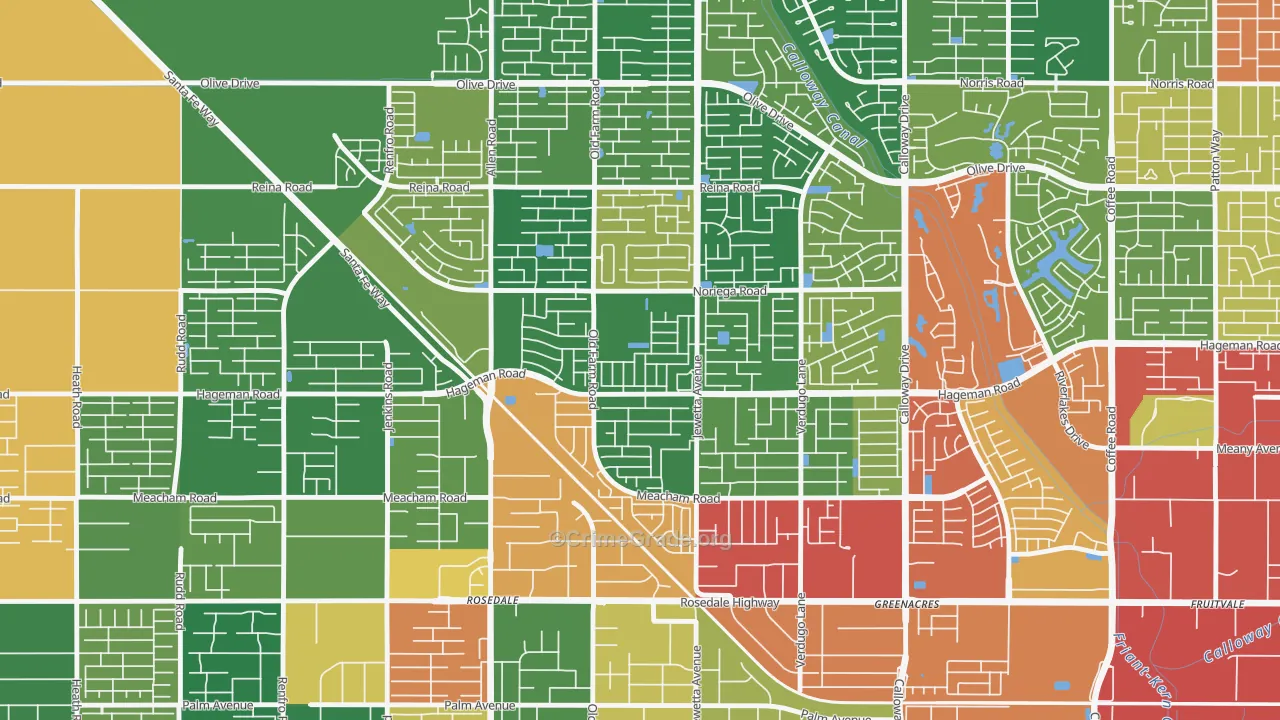 Emerald Estates, Bakersfield, CA Map of Theft Rates