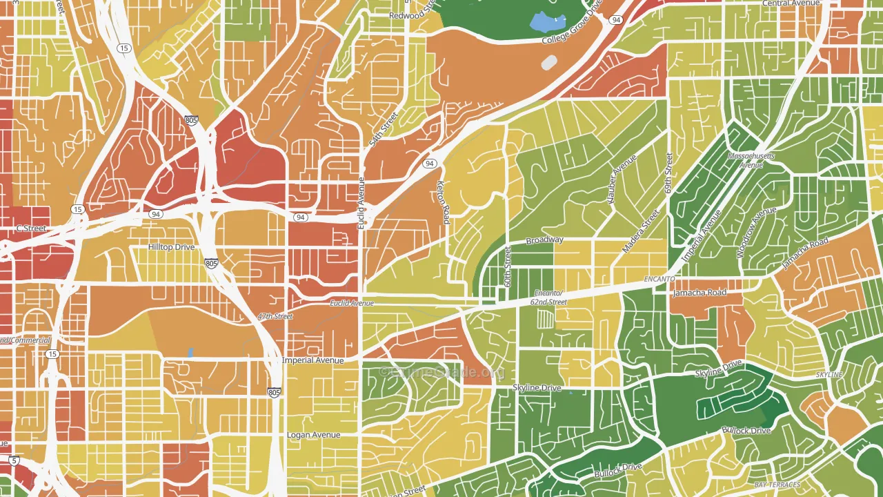 Emerald Hills, San Diego, CA Map of Theft Rates