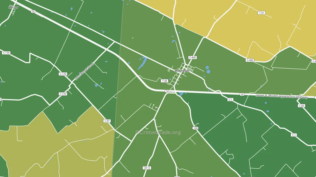 Emerald, OH Map of Theft Rates
