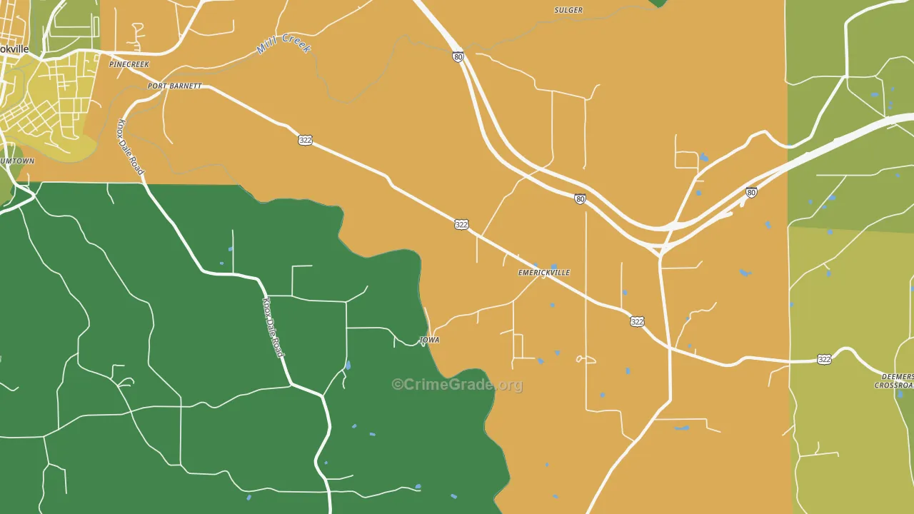 Emerickville, PA Map of Theft Rates