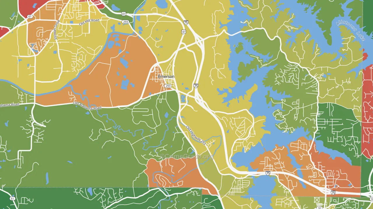 Emerson, GA Map of Theft Rates