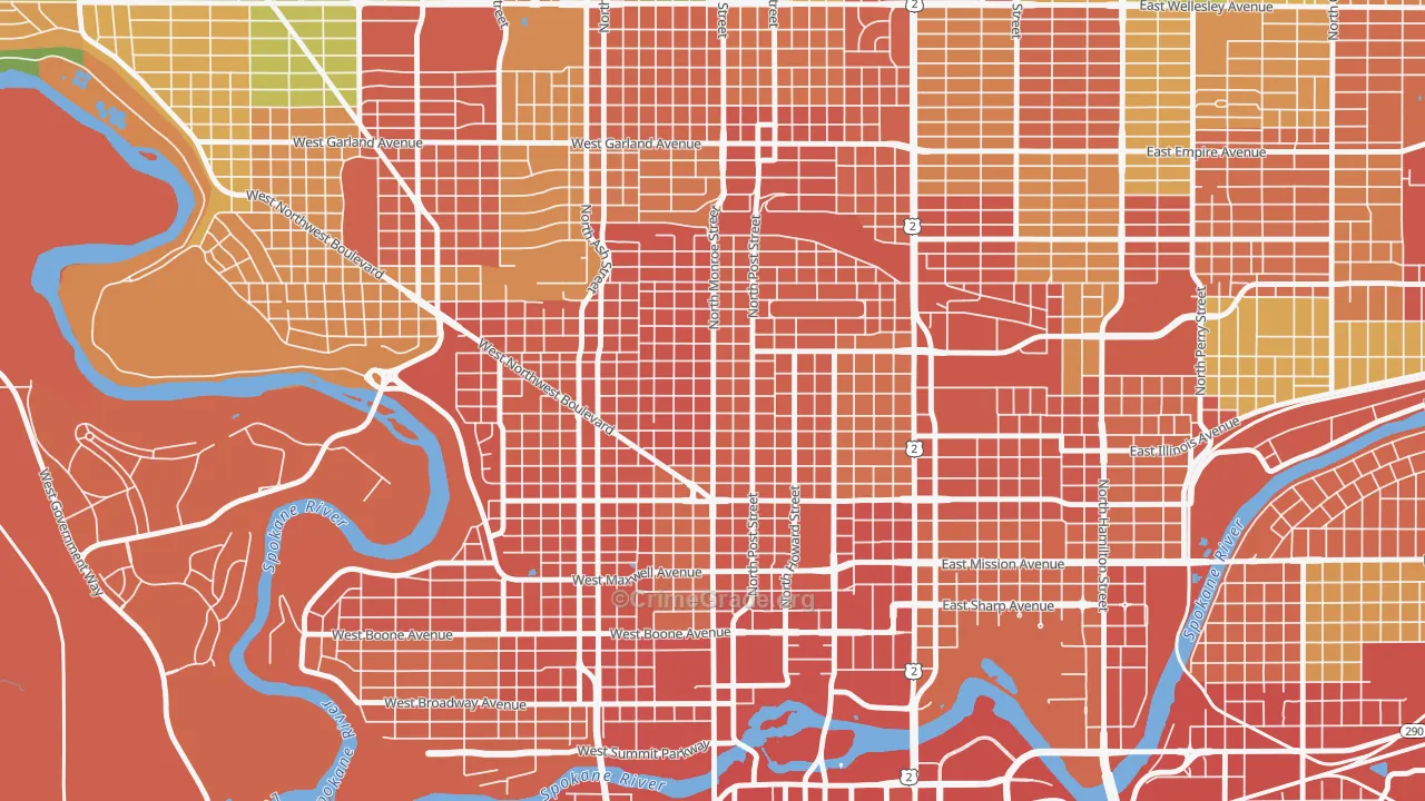 Emerson Garfield, Spokane, WA Map of Theft Rates
