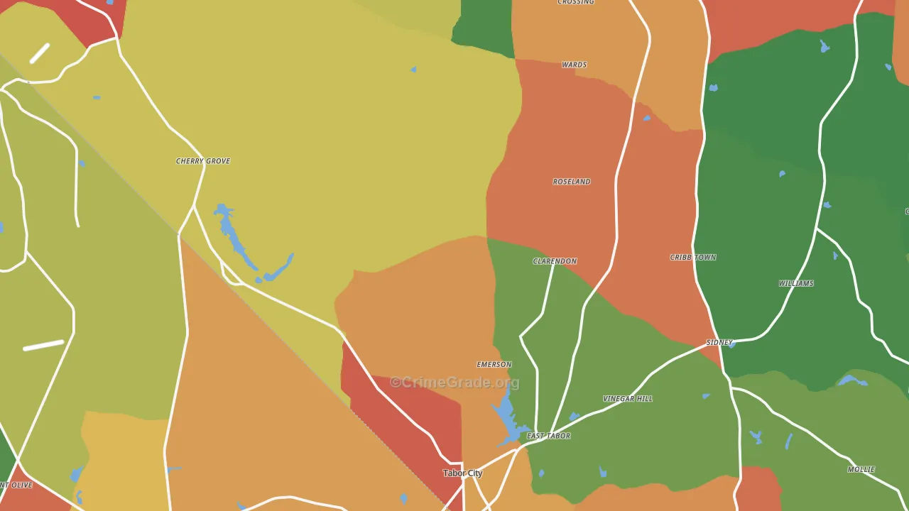 Emerson, NC Map of Theft Rates