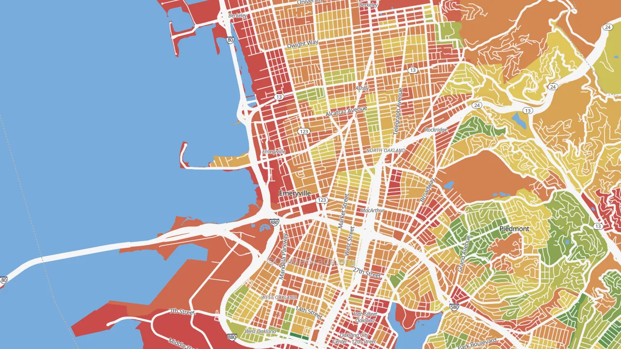 Emeryville, CA Map of Theft Rates
