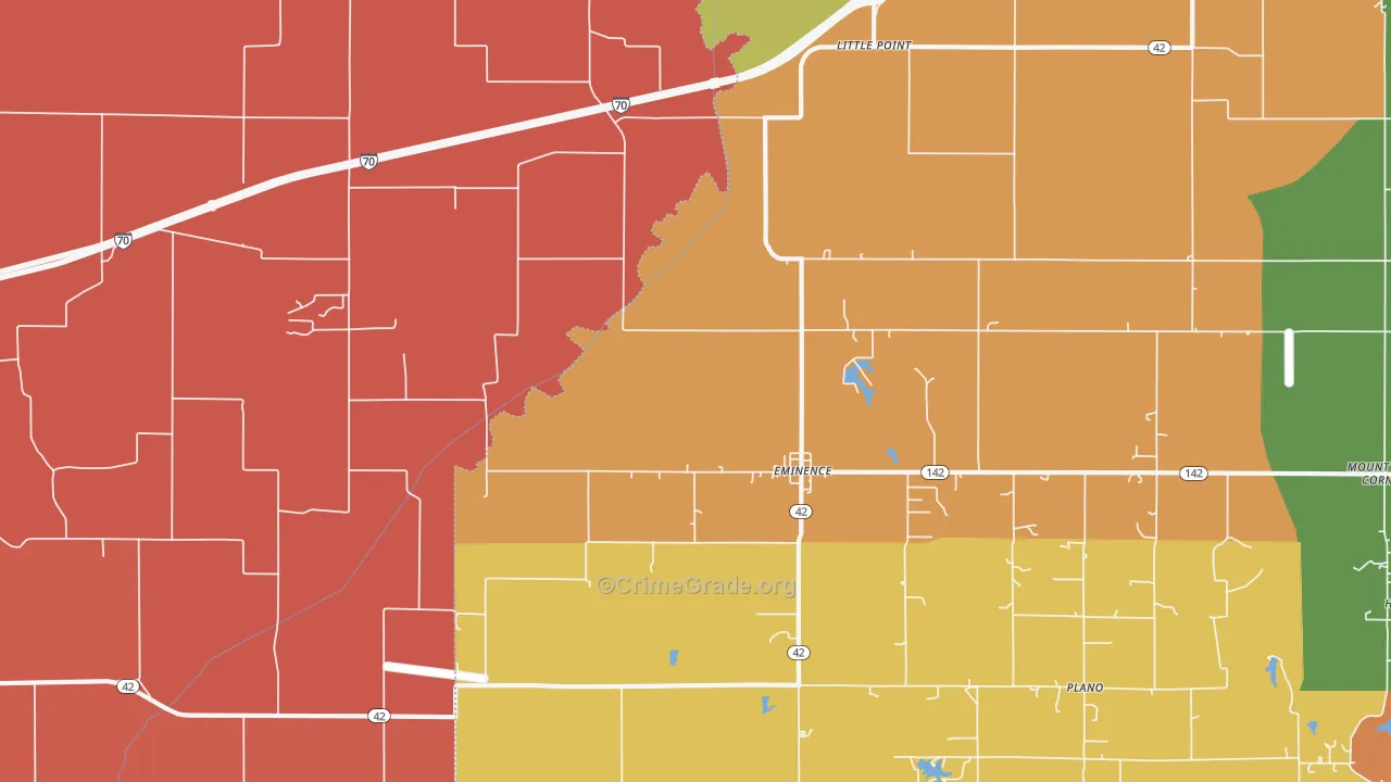 Eminence, IN Map of Theft Rates