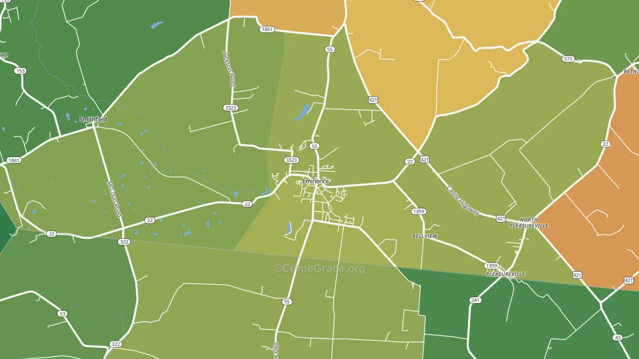 Eminence, KY Map of Theft Rates