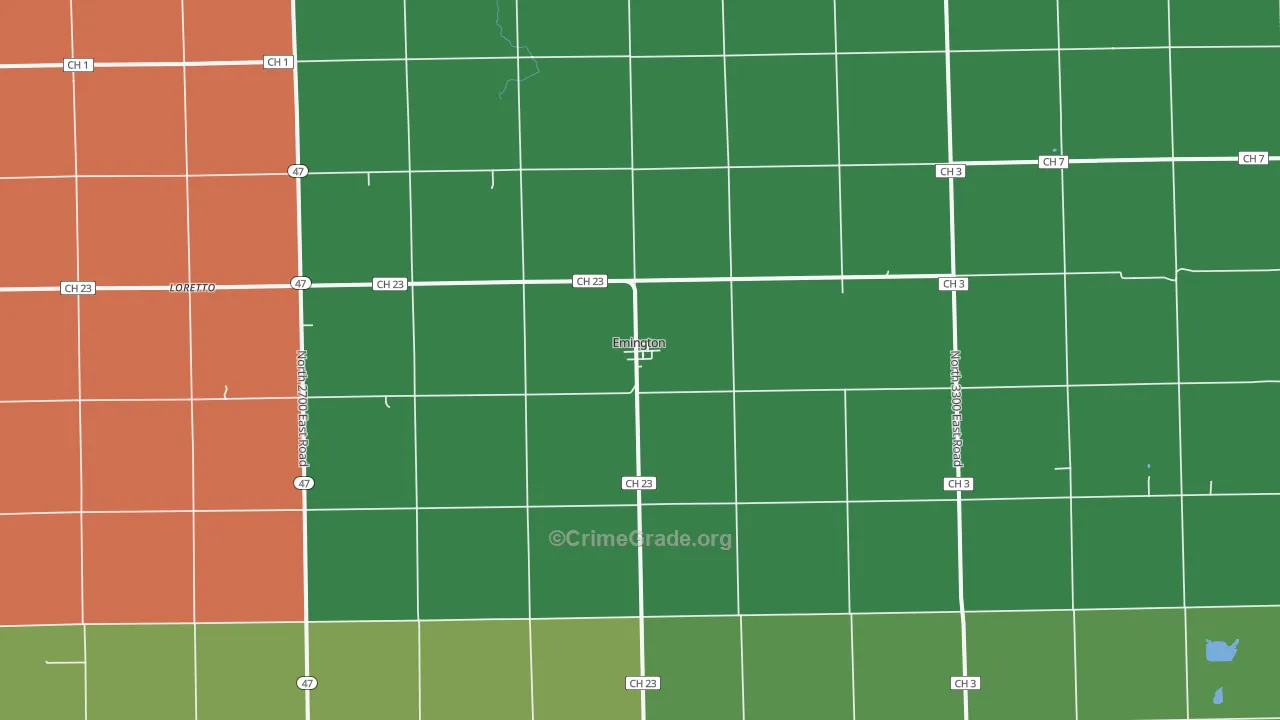 Emington, IL Map of Theft Rates