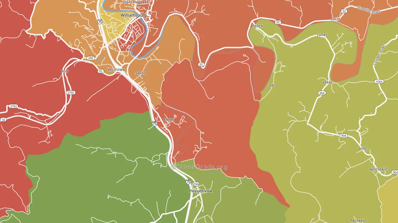 Emlyn, KY Map of Theft Rates