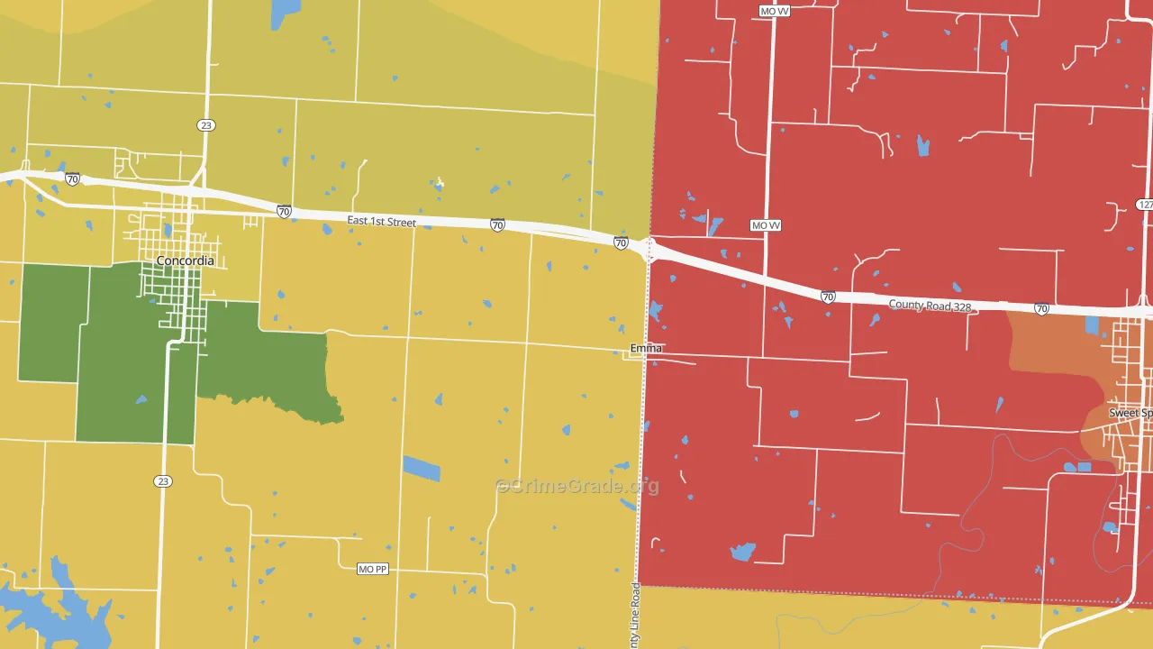 Emma, MO Map of Theft Rates