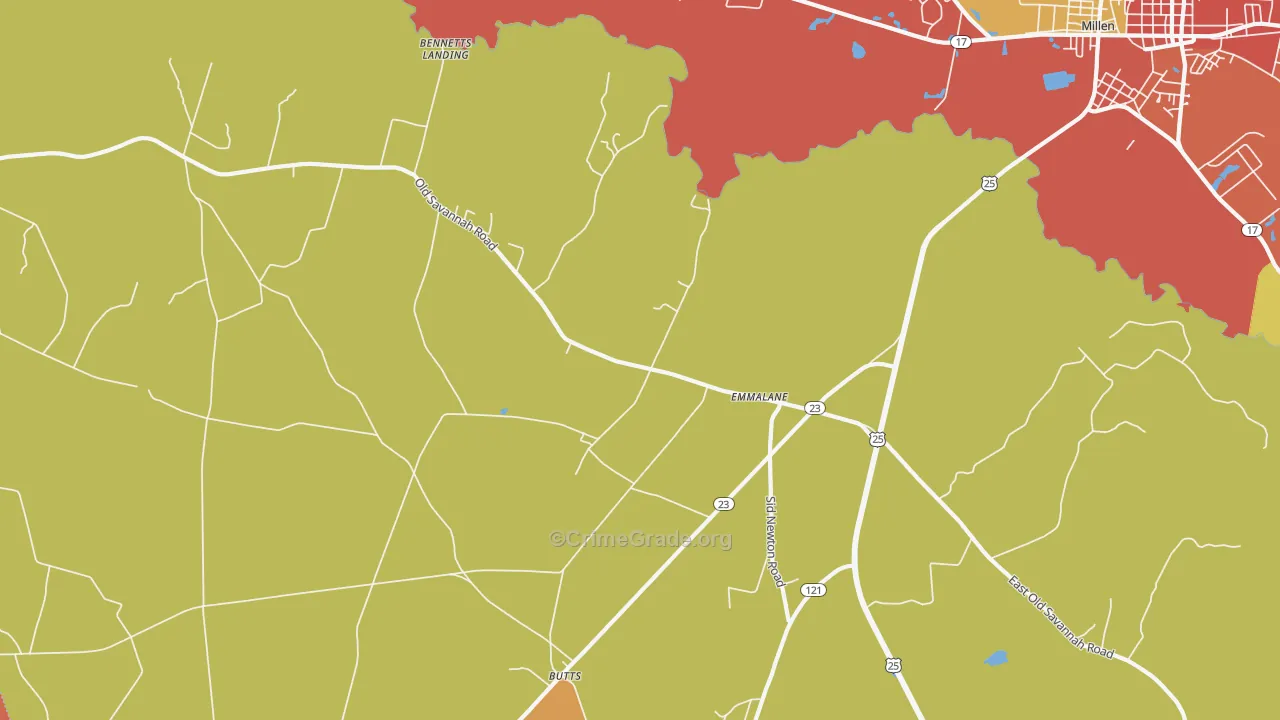 Emmalane, GA Map of Theft Rates