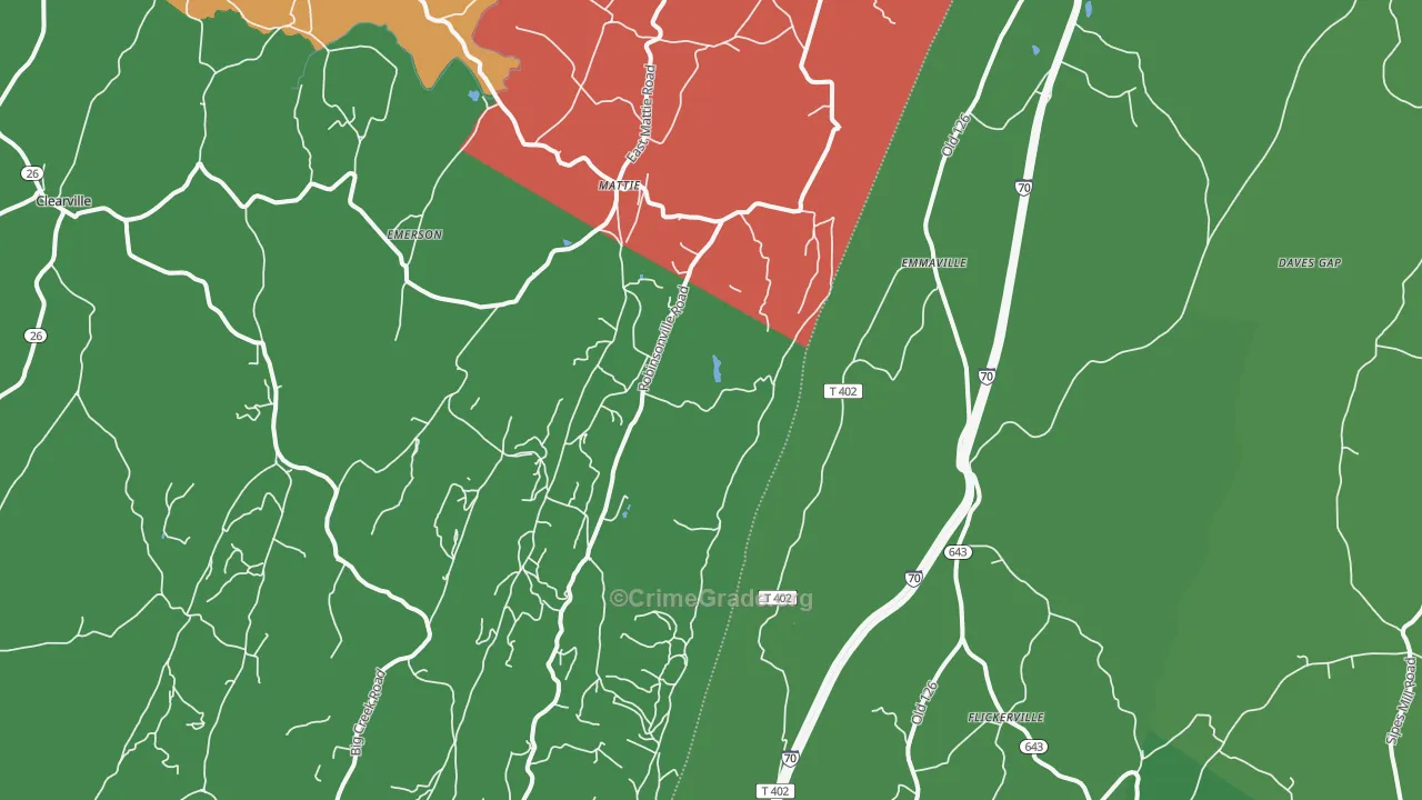 Emmaville, PA Map of Theft Rates