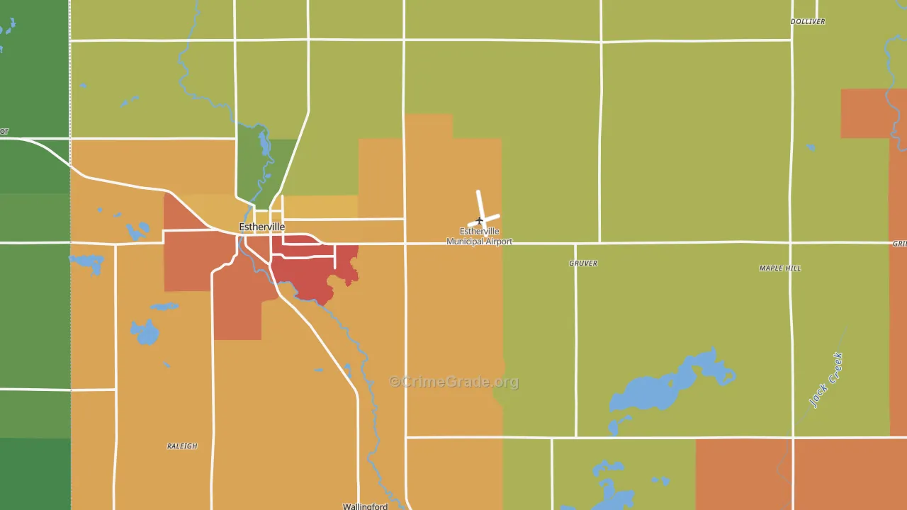 Emmet County, IA Map of Theft Rates