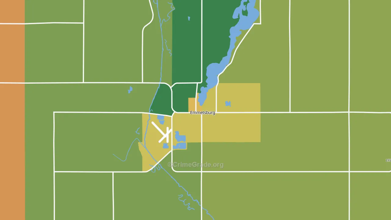Emmetsburg, IA Map of Theft Rates