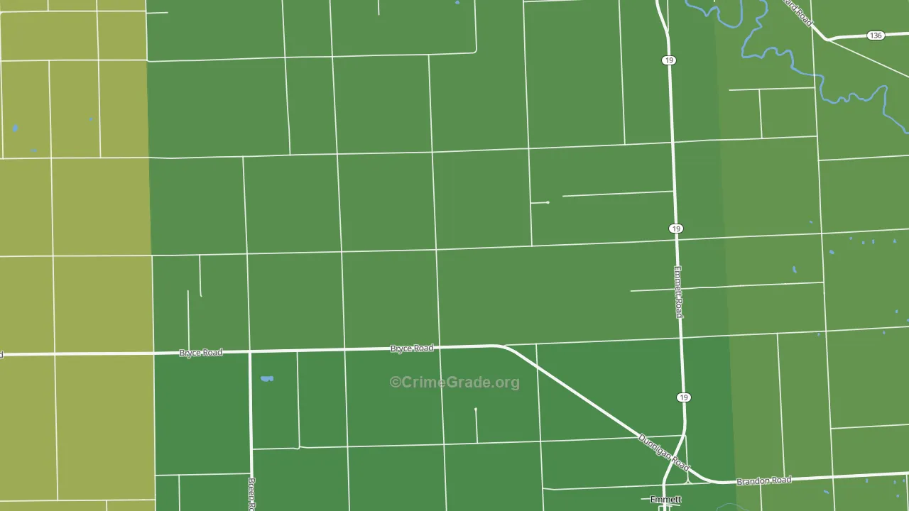 Emmett, MI Map of Theft Rates