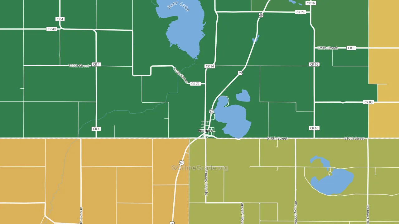 Emmons, MN Map of Theft Rates