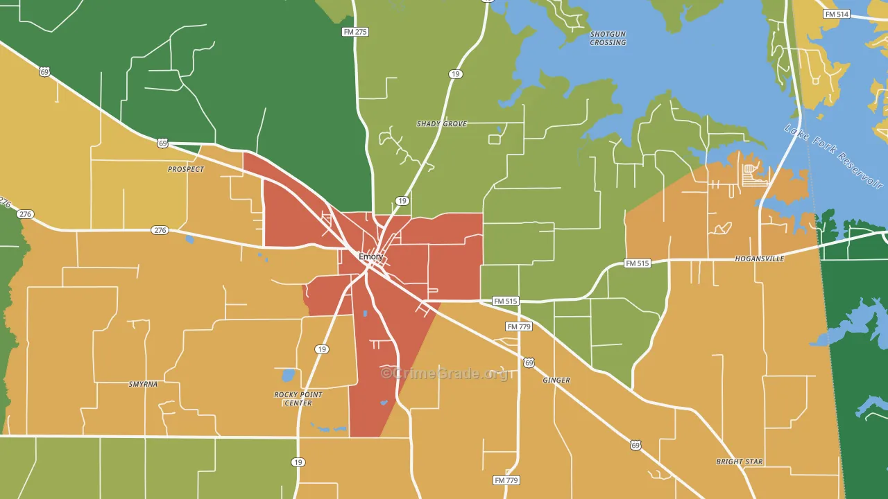 Emory, TX Map of Theft Rates