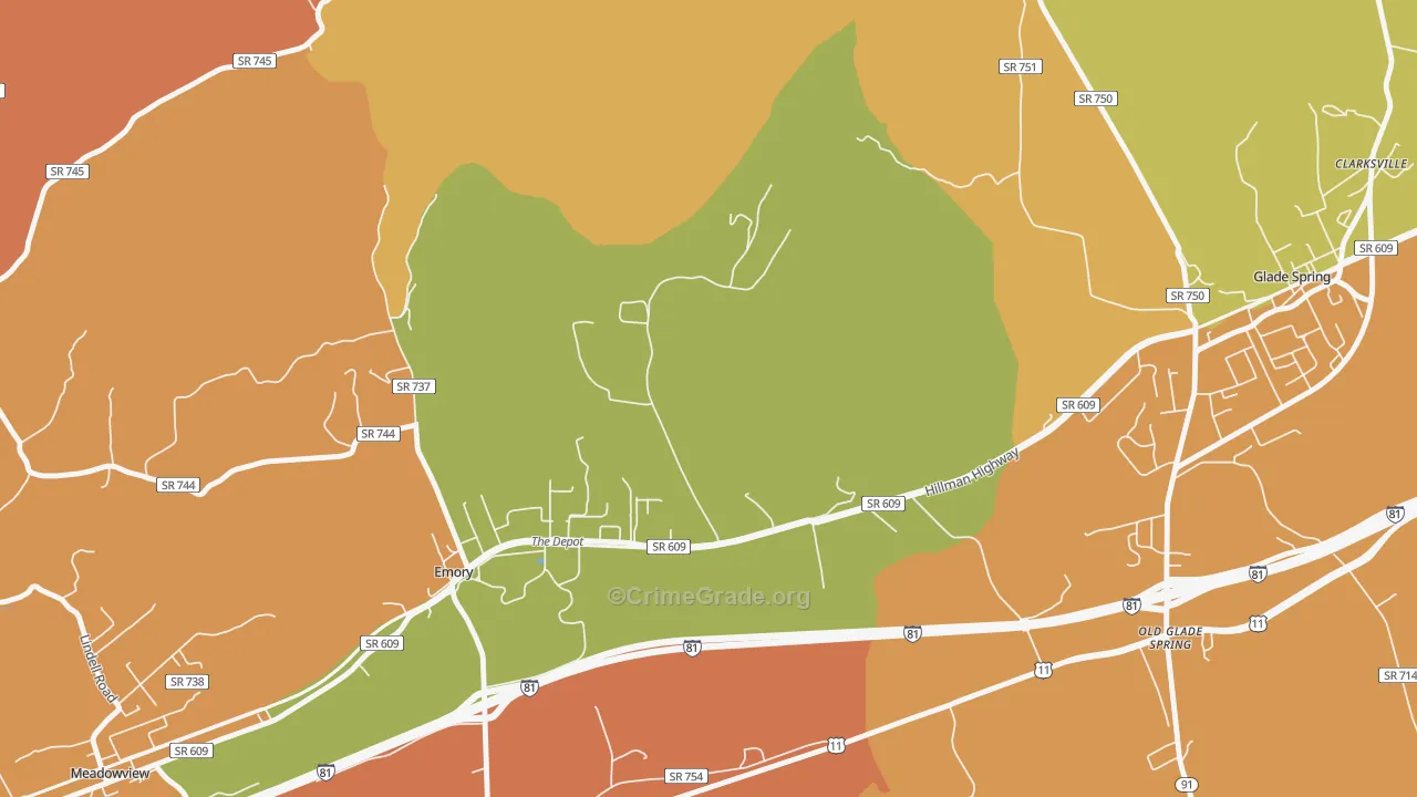Emory, VA Map of Theft Rates